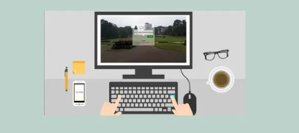 Ilustrasi aplikasi Axopos di meja kerja