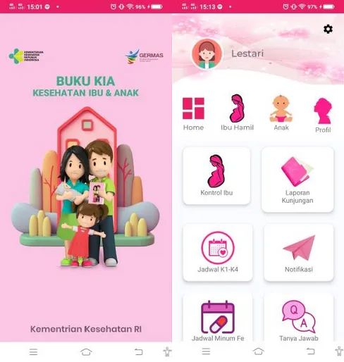 Tampilan aplikasi mobile M-KIA